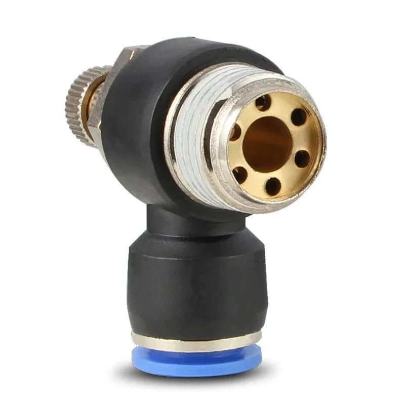 5PCS SL Series 90 Degree Pneumatic Brass Flow Control Valve &ndash; Quick Release Throttle For Precise Airflow Control