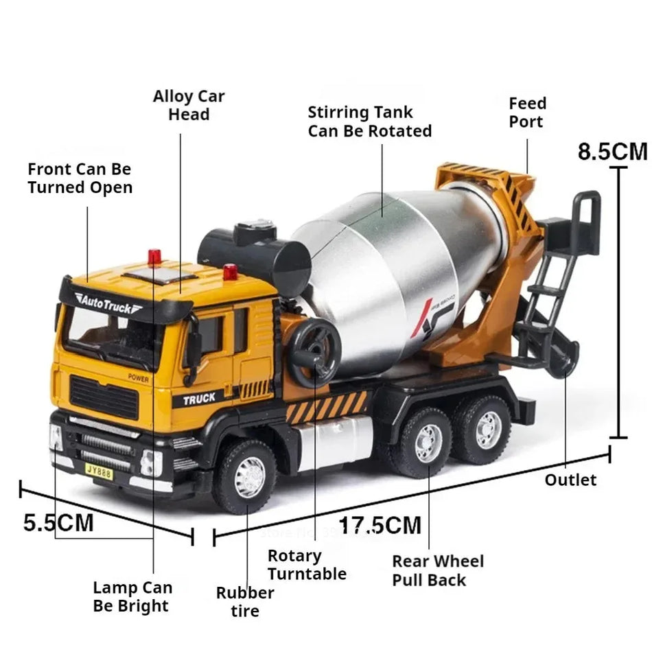 Vehicul de construcție din metal turnat cu sunet și lumină pentru MINI AUTO 1:50
