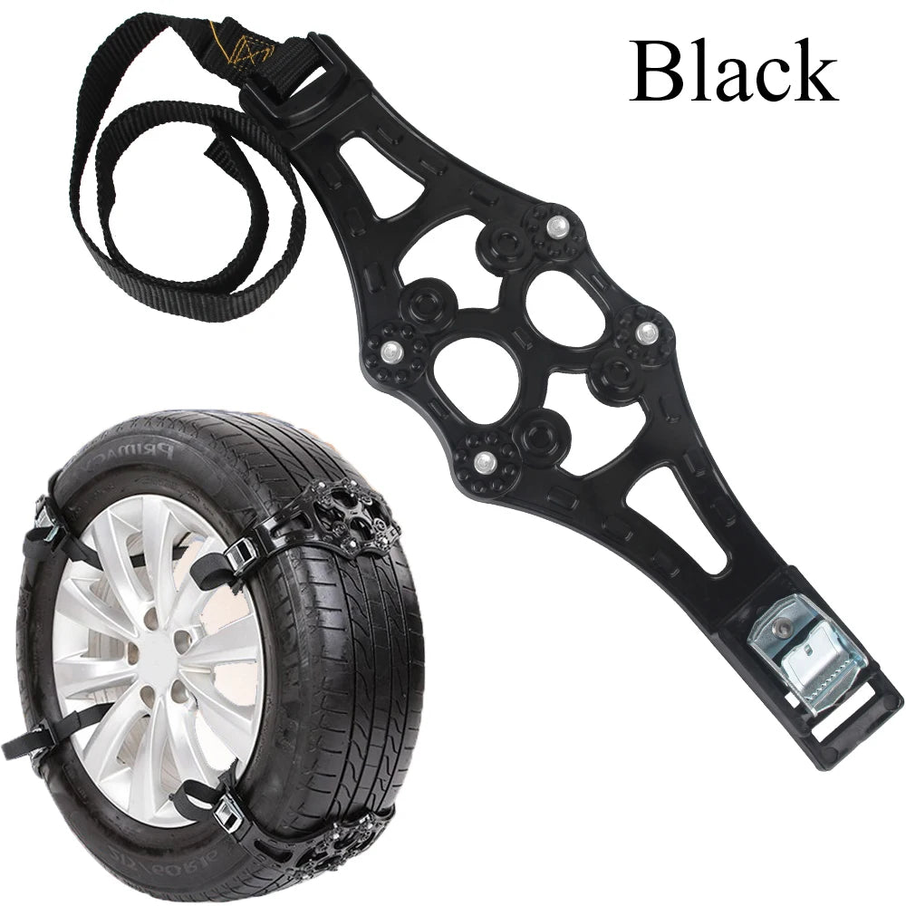 Winter Roadway Safety TPU Snow Chains &ndash; Double Buckle 1PC BLACK