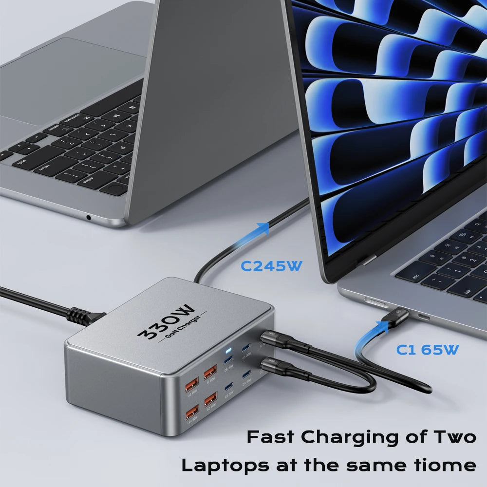 TOPZERO 330W GaN USB C Charger &ndash; Ultra-Fast 10-Port Charging