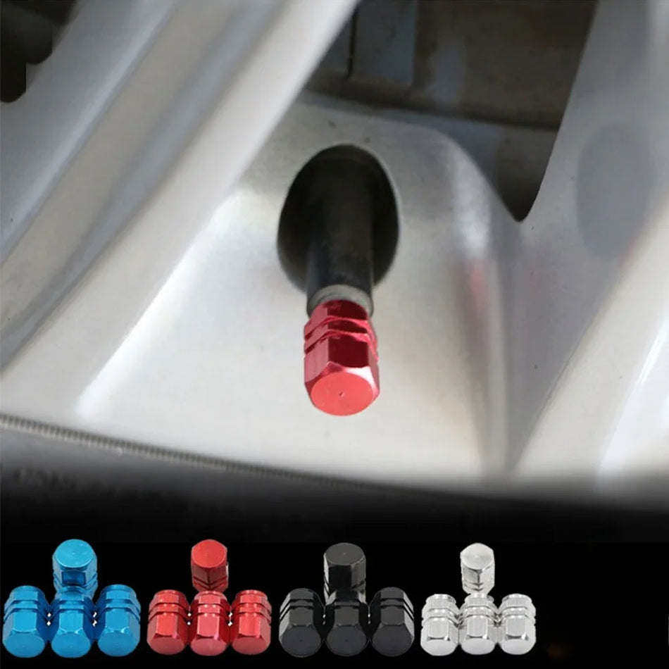 Aliuminiai padangų vožtuvų dangteliai su grūdinimo stiliumi, 4 vnt. automobiliams