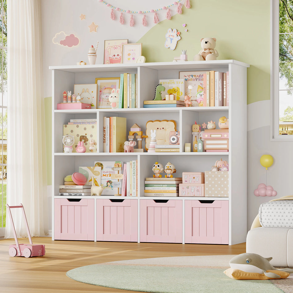 Getone Kinder Speelgoedopslag Boekenkast Met 4 Lades 8 Planken