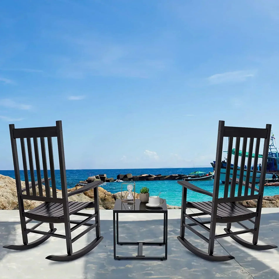 Homfa Дървено Люлеещо Столче Голям Портален Люлеещ Стол На Открито