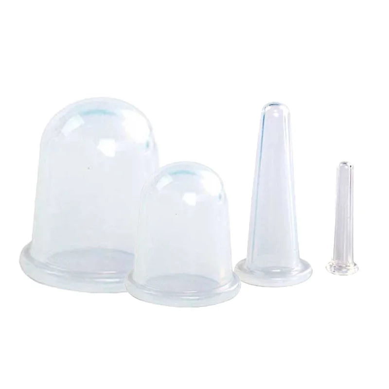 Silicone Facial Massage Cupping Set &ndash; Vacuum Massage Therapy 4pcs transparent