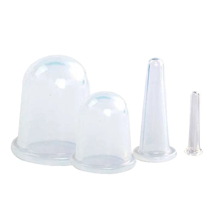 Silicone Facial Massage Cupping Set &ndash; Vacuum Massage Therapy 4pcs transparent