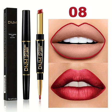 Double-ended Waterproof Lipstick &amp; Liner - High Pigment for Lasting Colour 08