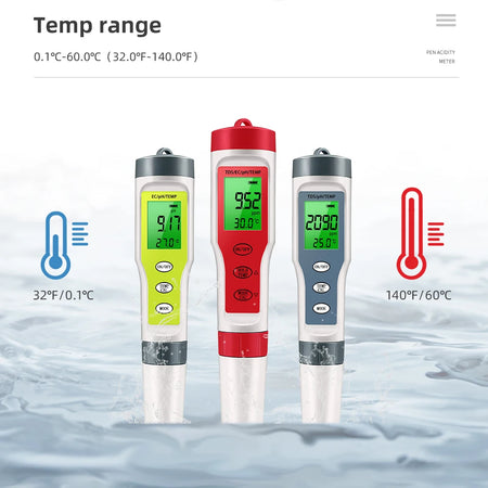 Handheld PH Meter Waterproof TDS EC Temp Tester &ndash; Backlight