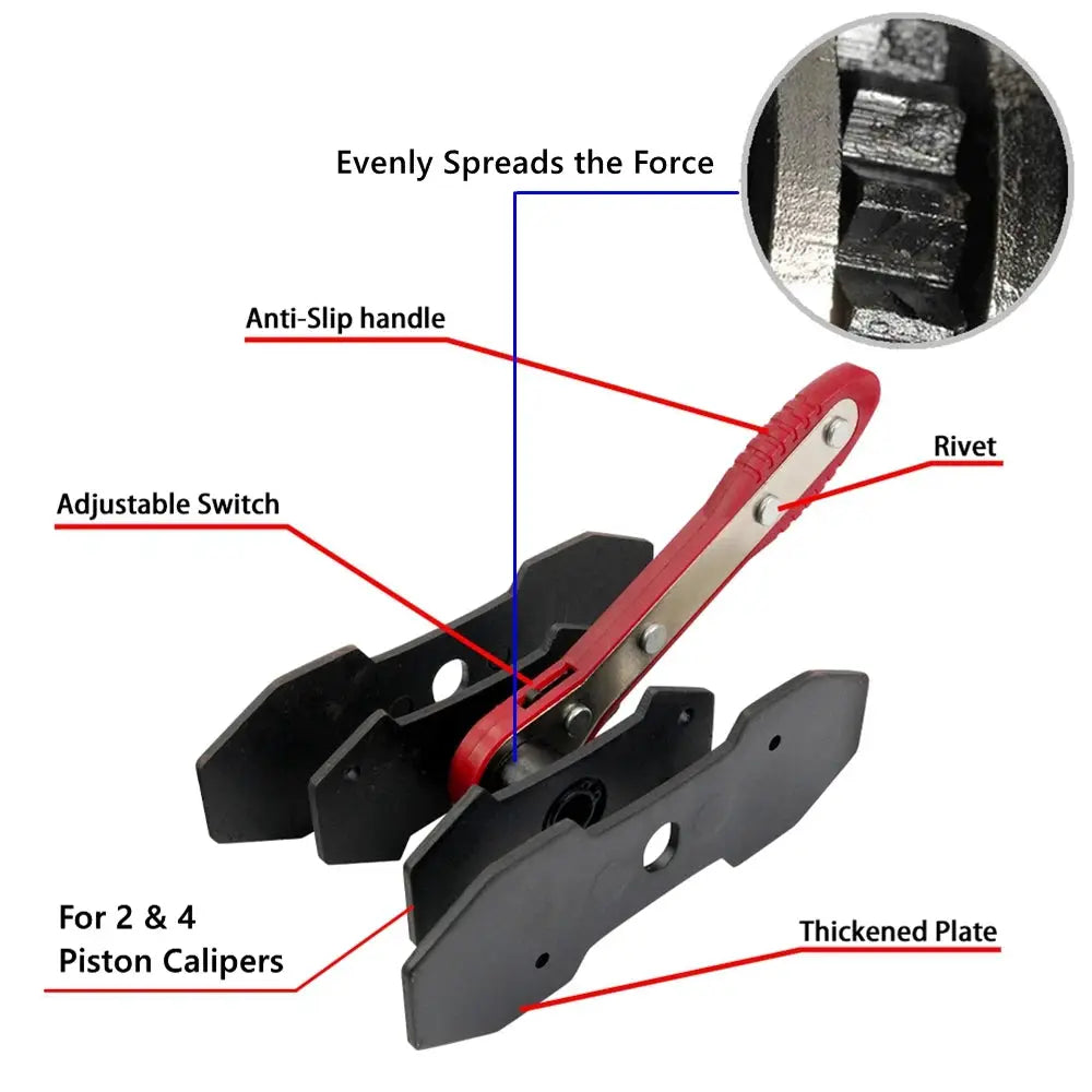 Car Brake Caliper Press Tool 360 Degree Swing Ratchet Wrench Disc Brake Caliper Piston Spreader with 2 extra pcs Steel Plates by InterCyprus Trading Ltd