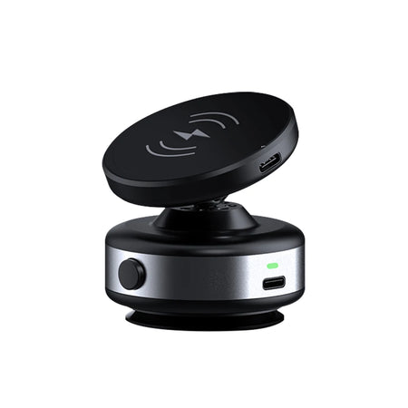 CrownQu Wireless Charge Car Phone Holder &ndash; 360 Degree Rotation with Strong Magnetic Grip Silvery