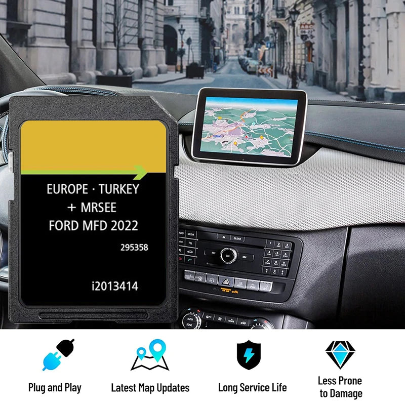 Actualizare Sat Nav 2022 Card SD Hartă Europa pentru Ford Fiesta/B-Max/C-Max/Focus