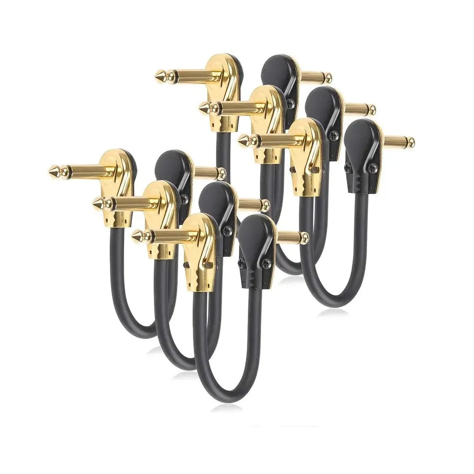 Sechs 15cm flache Patchkabel für Gitarre - 1/4 Zoll Kupferkern, Patchkabel-Set