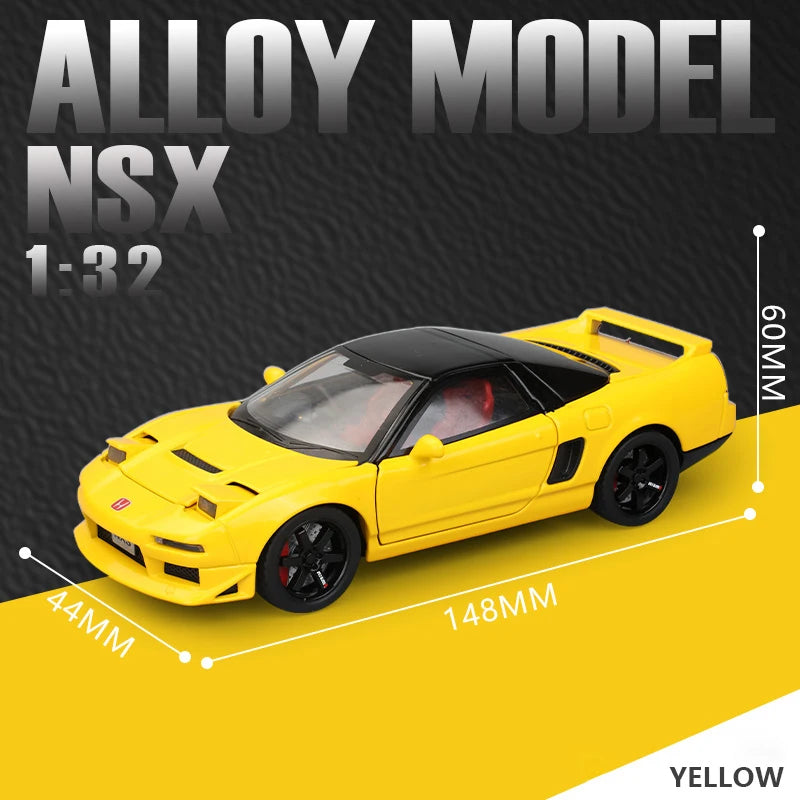 1:32 Scale MAKEDA Honda Acura NSX NA1 Alloy Diecast Sports Car Model Yellow