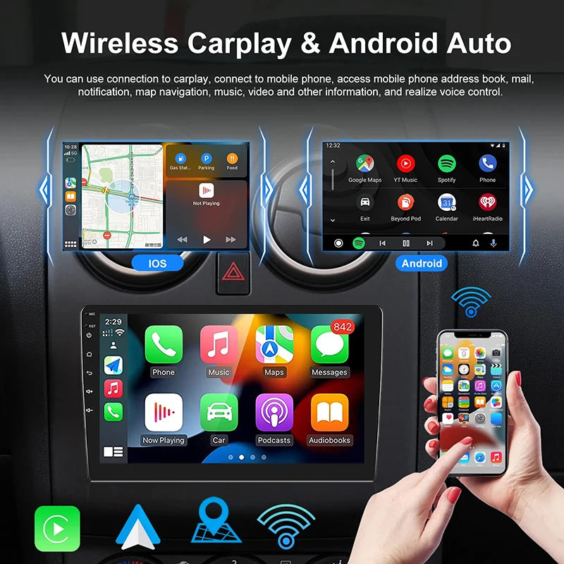 Android13 7 9 10 Inch Car Radio GPS &ndash; Wireless CarPlay and Android Auto Connectivity