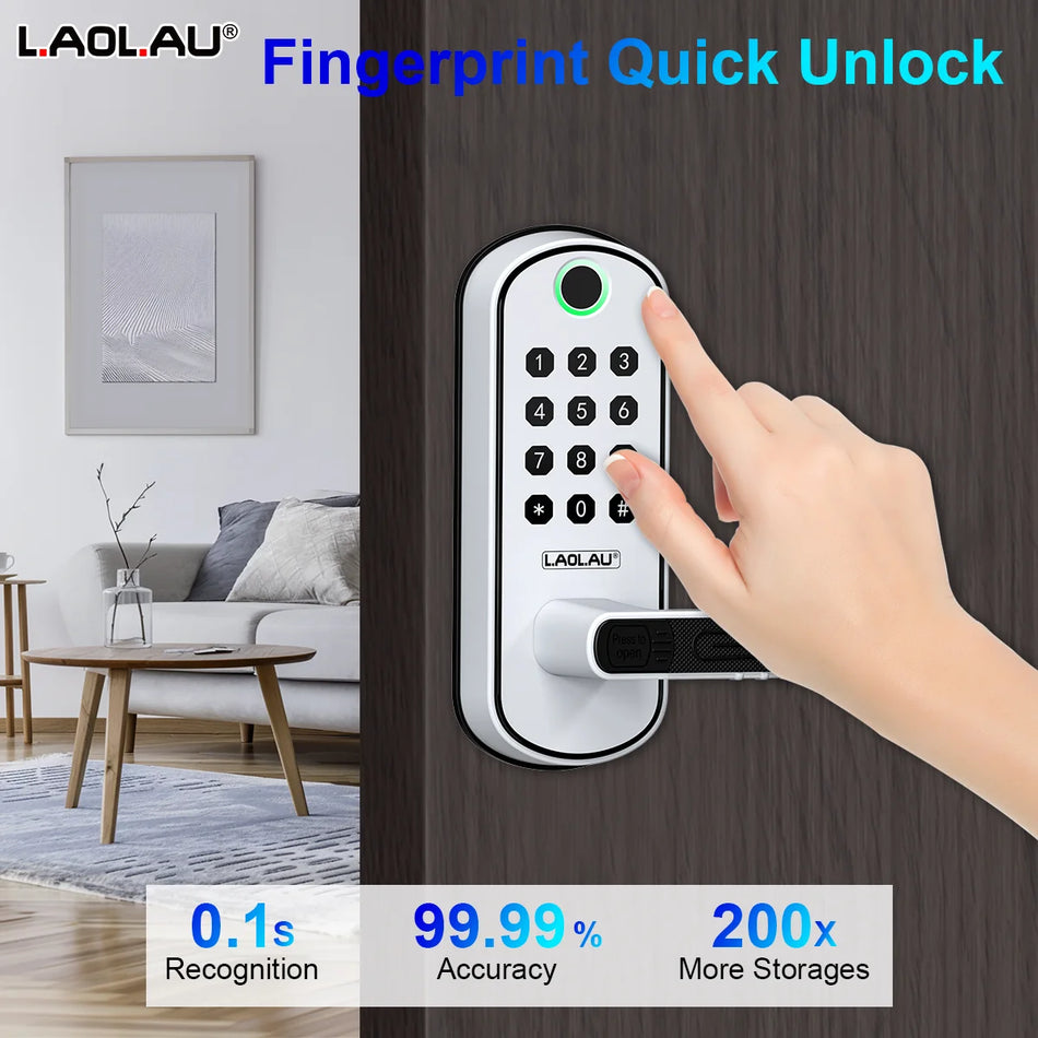Smart Fingerprint Door Lock with WiFi, Digital Touchscreen, NFC, IP67 Waterproof, TTLOCK App, Includes 2 IC Cards