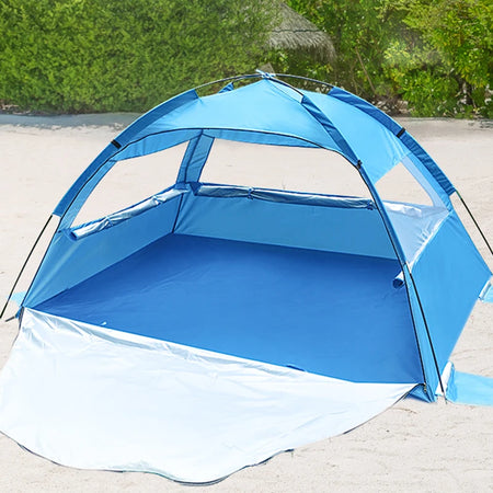 YOUNG TO 2-3 Person Pop-Up Beach Tent with Extended Mat