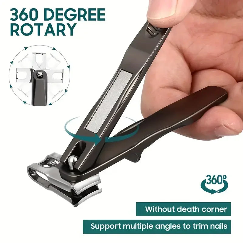 360 Degree Rotary Nail Clippers Sharp Edge Fingernail and Toenail Clipper Cutter Thick Nail Trimmer Stainless Steel Nail Clipper