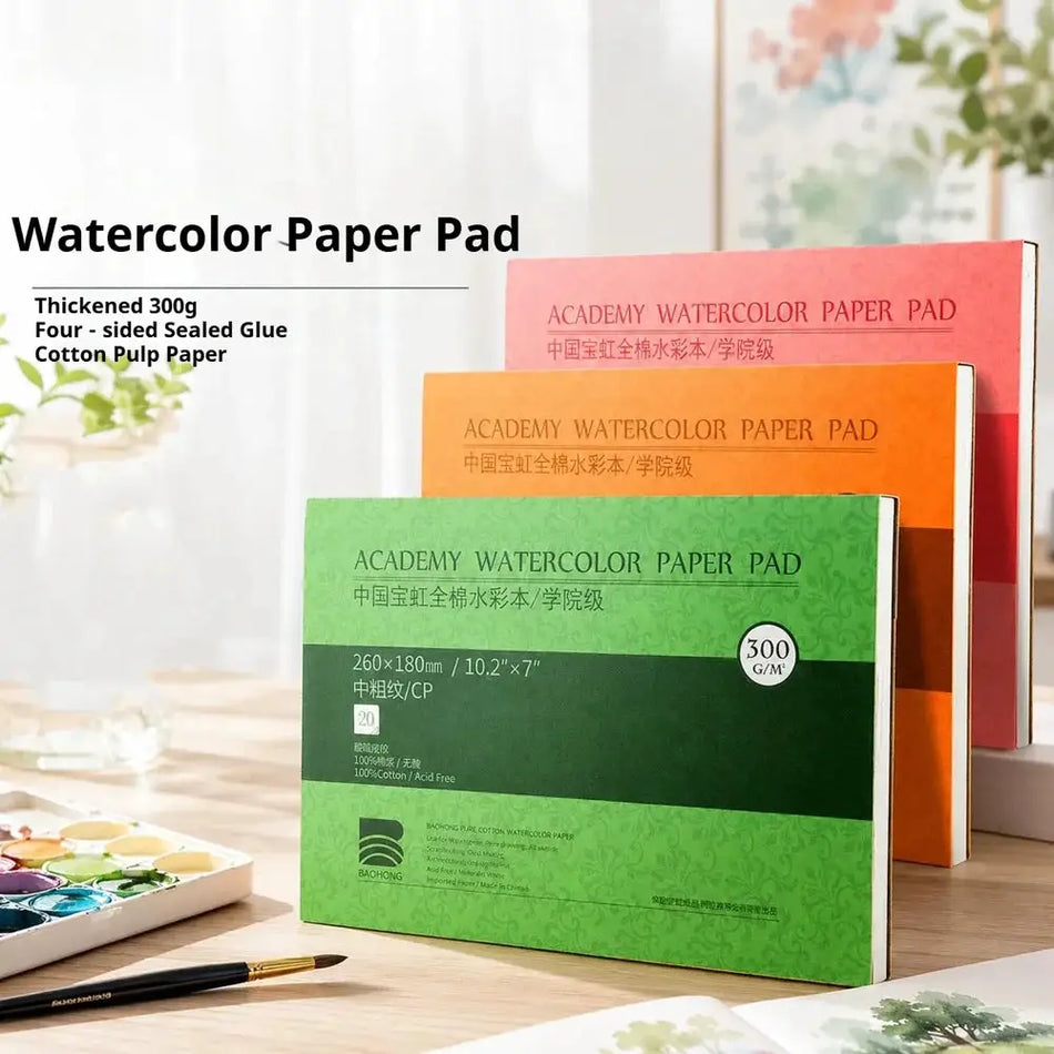 Baohong 100% Cotton Artist Watercolor Paper Block 300g 20sheets Professional Watercolor Sketchbook Pad For Painting Art Supplies by InterCyprus Trading Ltd