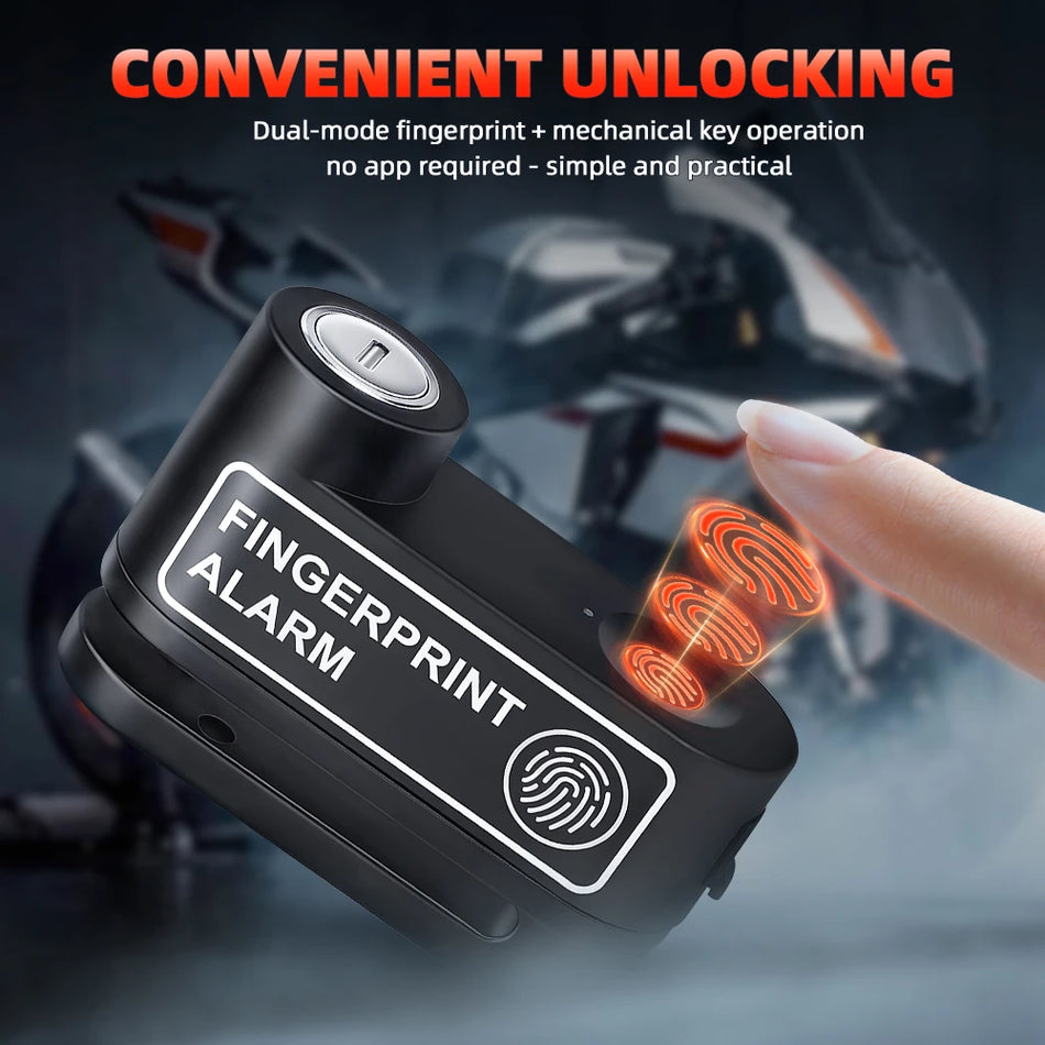 Κλειδαριά Δίσκου Φρένων Μοτοσυκλέτας με Δακτυλικό Αποτύπωμα και Ενσωματωμένο Συναγερμό Κράμα Αλουμινίου