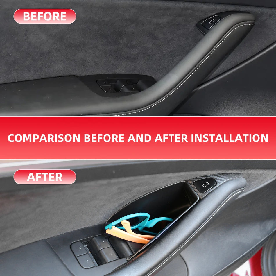 Θήκη Αποθήκευσης Πλευράς Θύρας για Tesla Model 3 και Model Y Οργανωτής Τηλεφώνου Μαύρο ABS Πλαστικό Ανθεκτικό