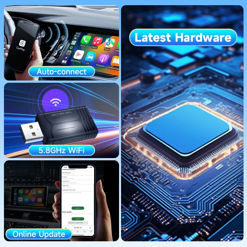 Cyprus Wireless Reader Module 2025 Nuovo HEYINCAR 2in1 Adattatore Wireless Android Auto Carplay ...