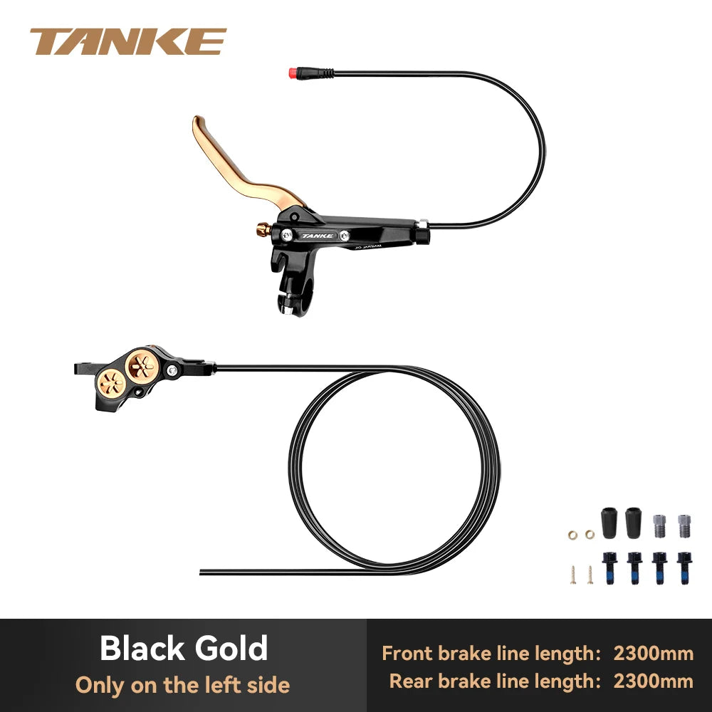 TANKE E-Bike MTB 4 Piston Hydraulic Disc Brake Set &ndash; Ultralight High-Performance Braking golden L split-type