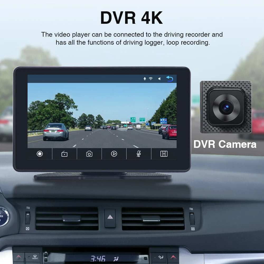 4K Dashcam 7inch Screen Driving Recorder &ndash; Wireless CarPlay