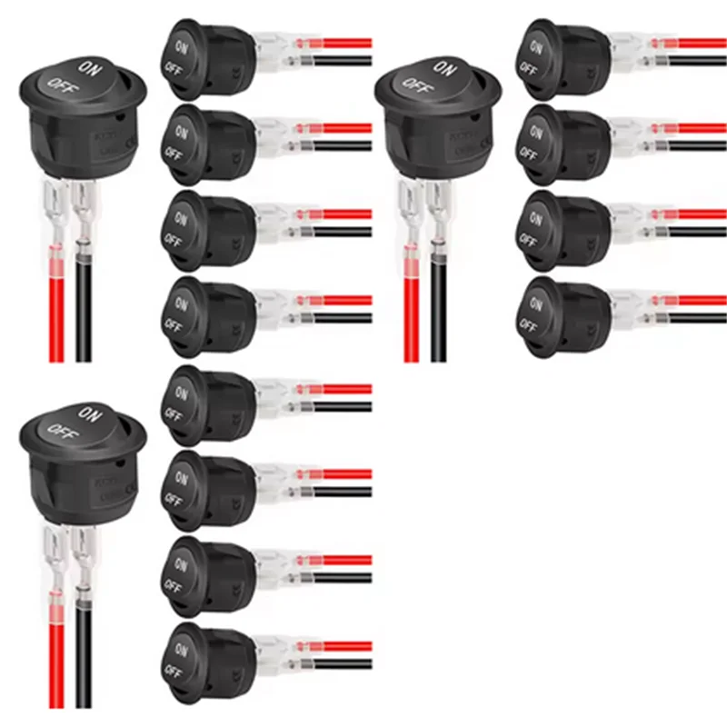 12V Round Rocker Switch &ndash; Reliable Power Control for Automotive and Marine Use 15PCS