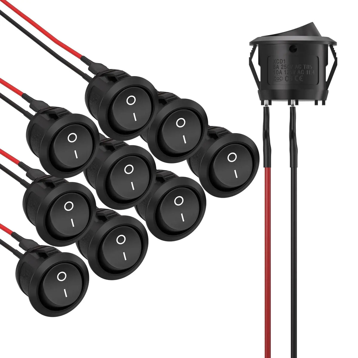 Mini Round Rocker Switch 15mm &ndash; Easy Installation for 12V DC Power Control 10pcs