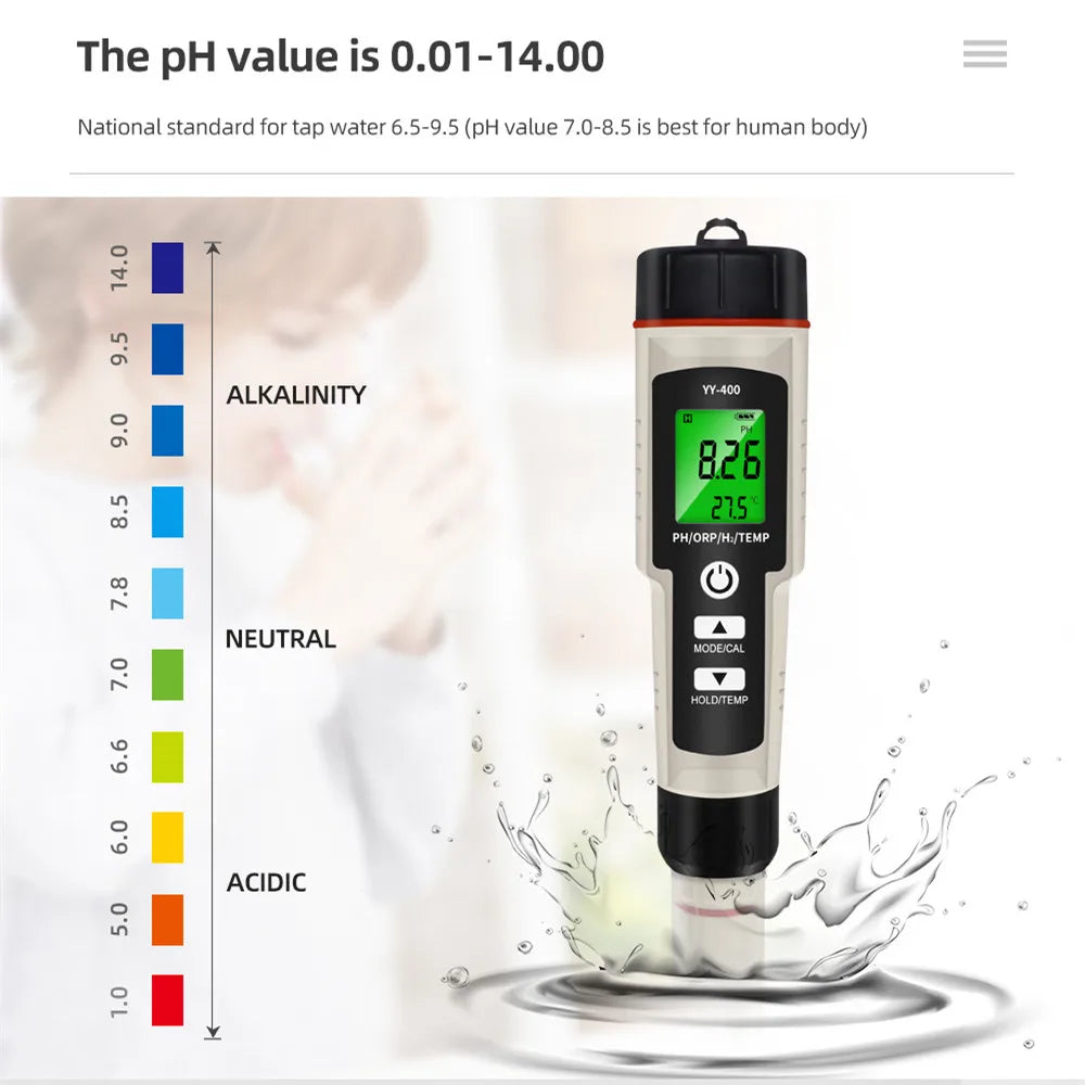 2 3 4 in 1 PH Meter ORP H2 Temp Tester &ndash; High Accuracy