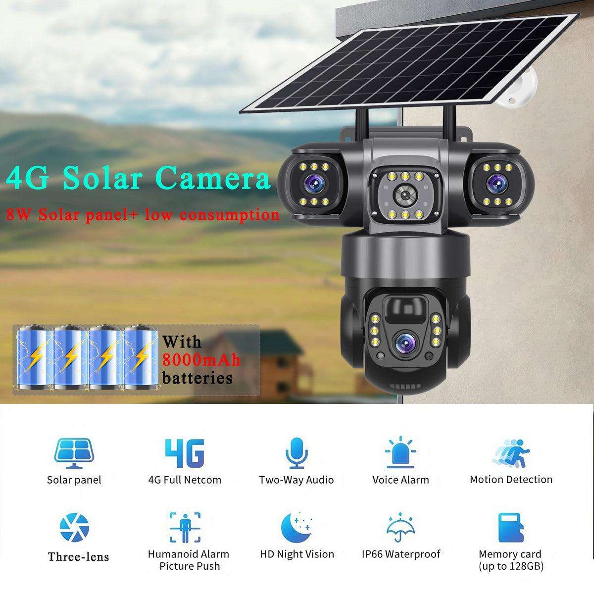 V380 4G Solar Security Camera &ndash; 15MP HD Night Vision