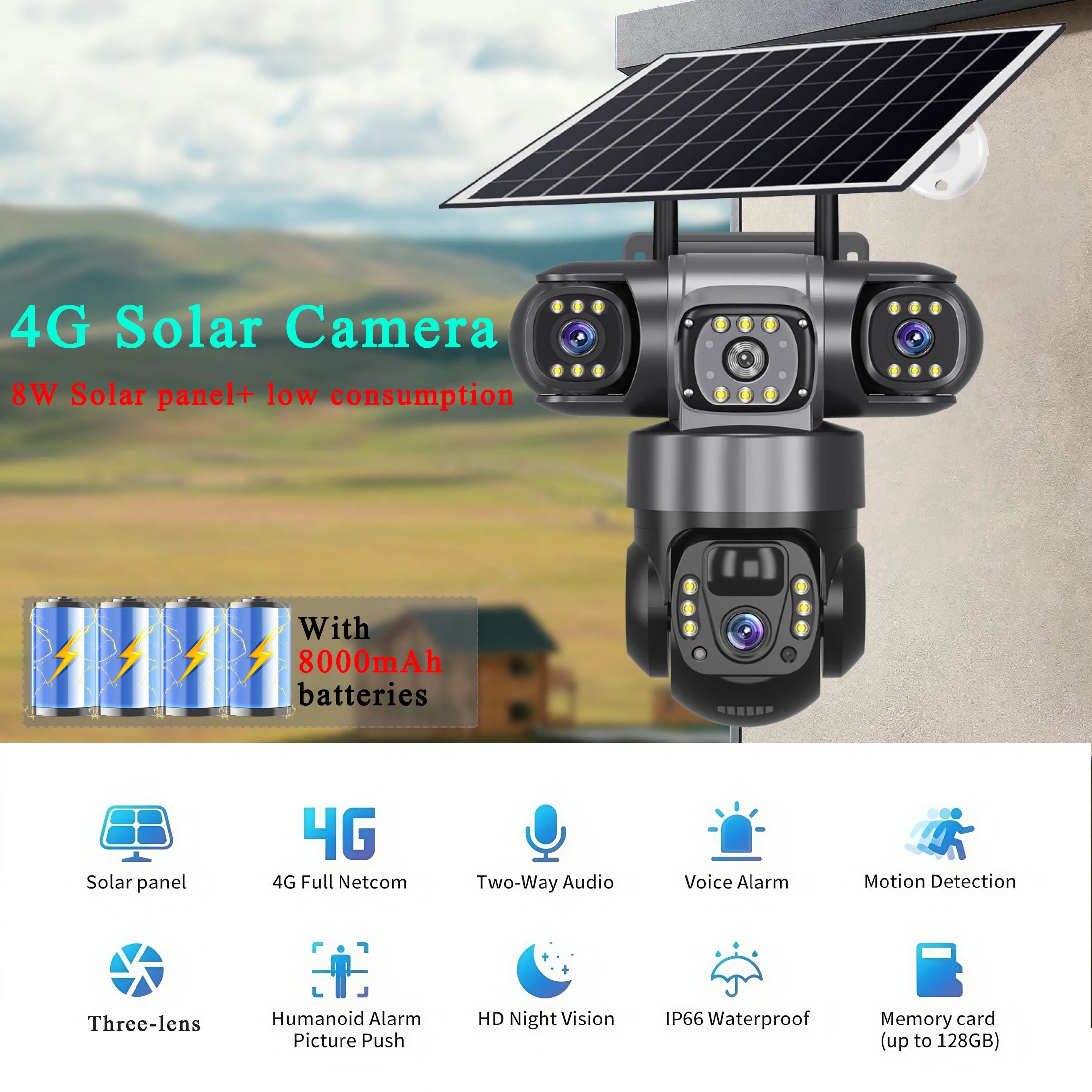 V380 4G Solar Security Camera &ndash; 15MP HD Night Vision