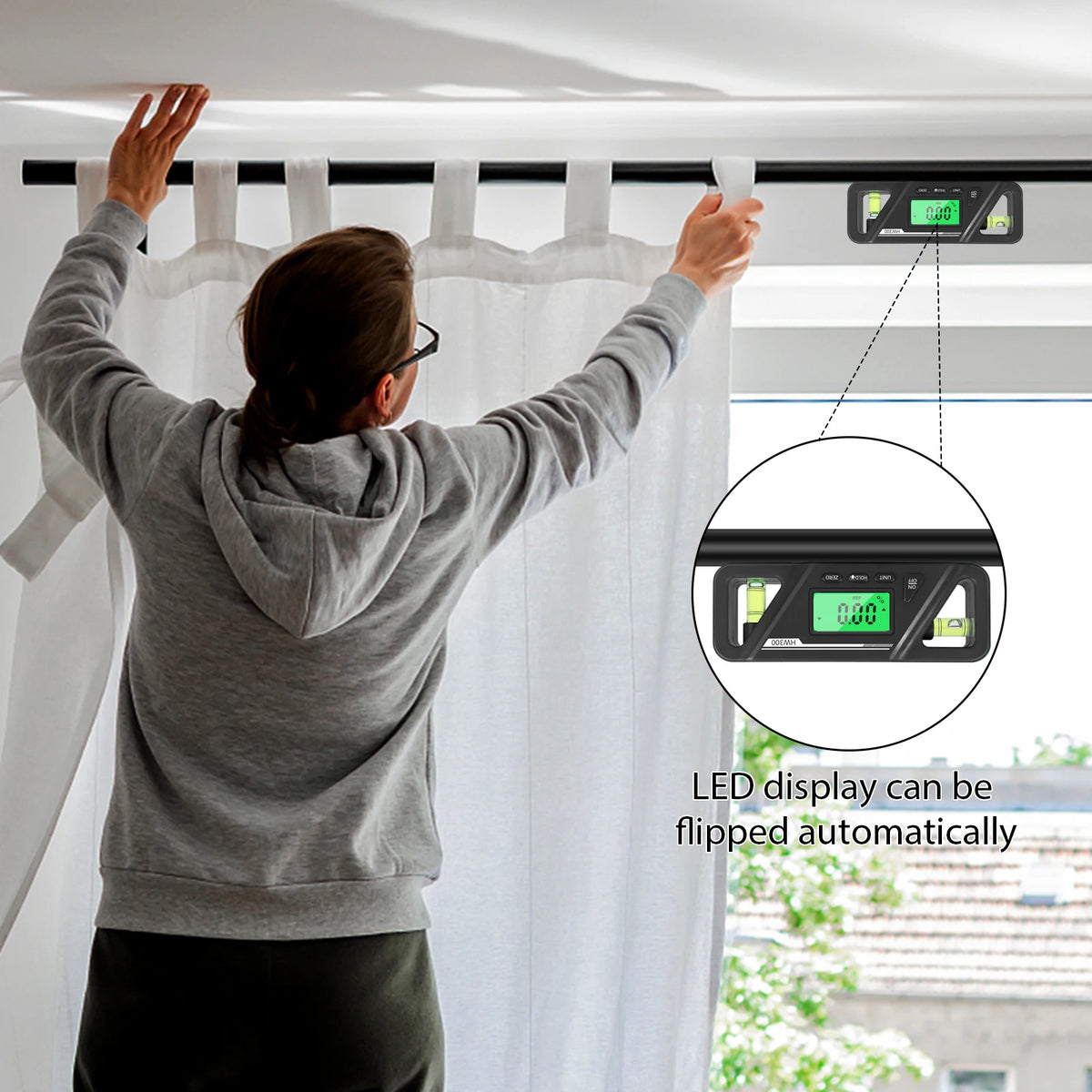 HW300 Inclinometer &ndash; LCD Display Protractor Level Meter