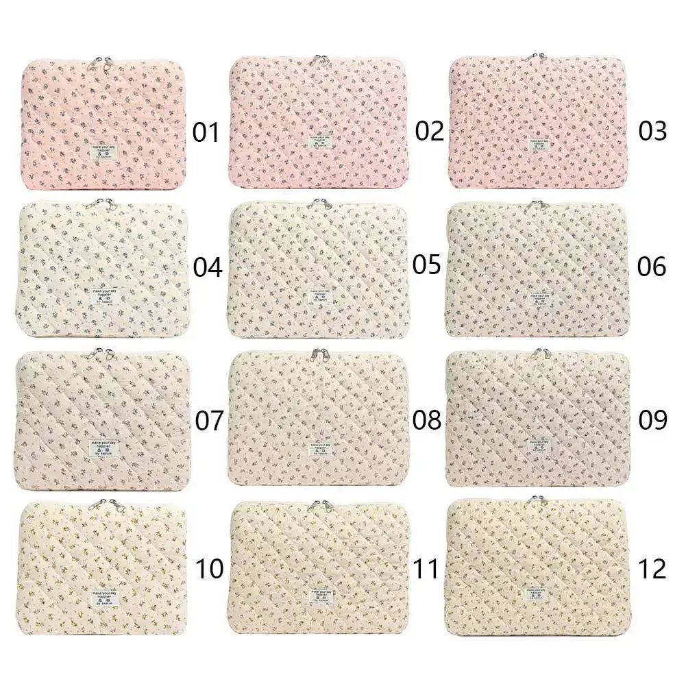 Flower Printed Quilted Laptop Sleeve For 11 To 15 Inches
