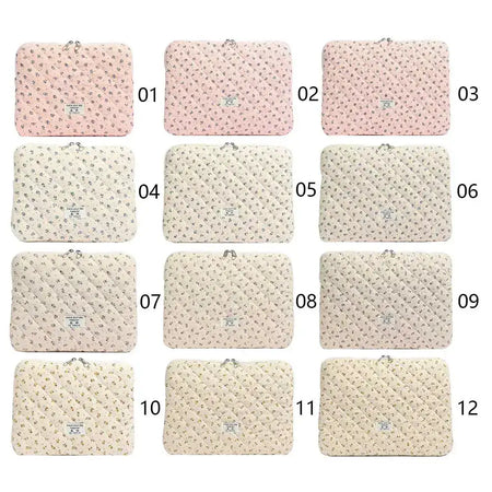 Flower Printed Quilted Laptop Sleeve For 11 To 15 Inches