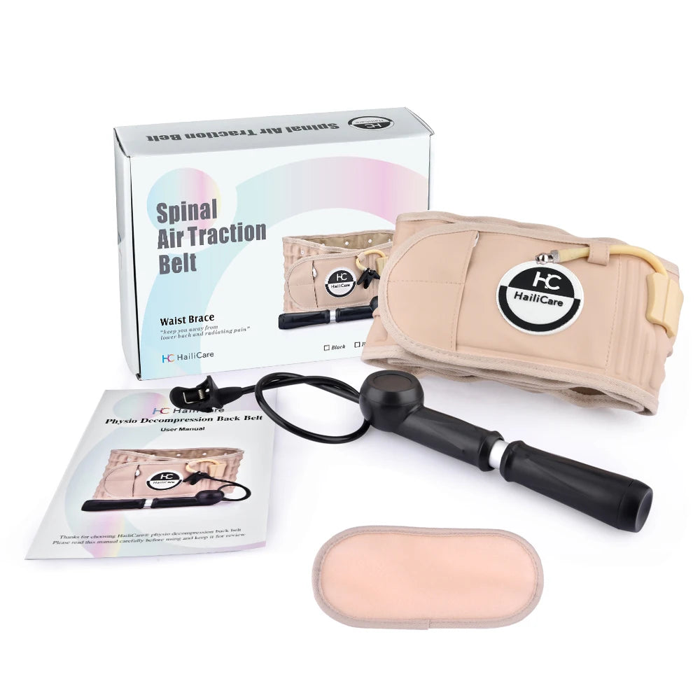 Inflatable Waist Belt With Air Pump - Lumbar Support Beige