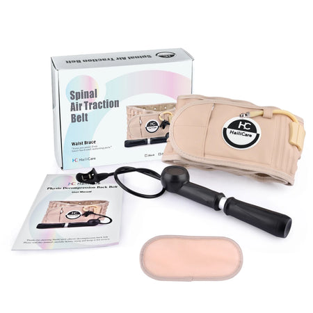 Inflatable Waist Belt With Air Pump - Lumbar Support Beige