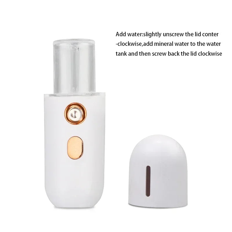 Mini Portable Humidifier Nano Mister - Rechargeable Facial Steamer
