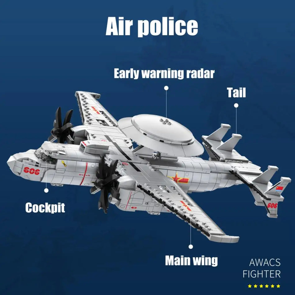 Conusea E2 Μπλοκ Κατασκευής Αεροσκάφους Πρώιμης Προειδοποίησης 1144 Τεμάχια Πλαστικό ABS