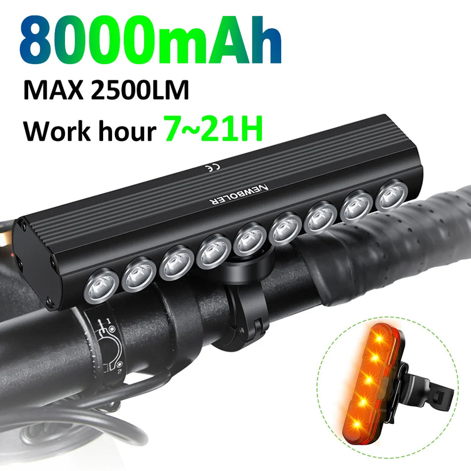 Far de bicicletă NEWBOLER EOS600 2000LM cu carcasă din aliaj de aluminiu, reîncărcabil USB Tip C