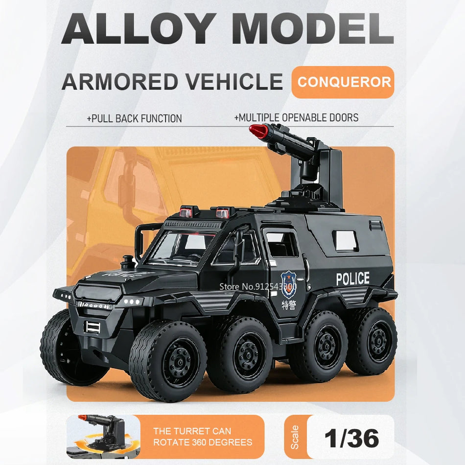 Modelo de Carro Off-Road em Metal Fundido 1:36 com Som e Luz, Retrocesso