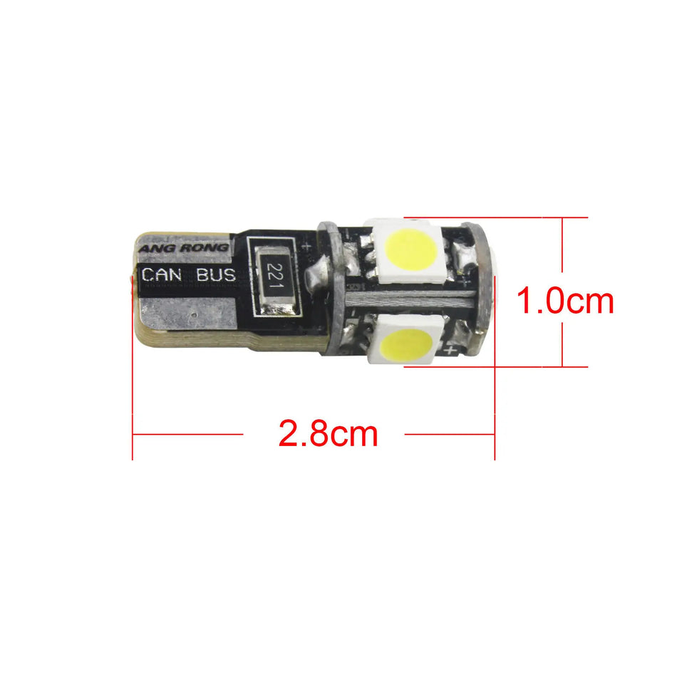 Pachet de 2 Becuri LED W5W 6000K T10 501 194 5-SMD Alb Pregătite pentru Canbus
