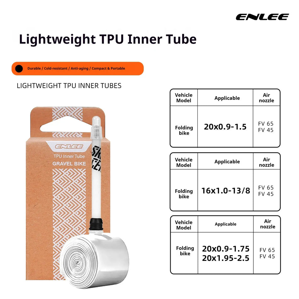 ENLEE Heavy Duty TPU Bike Inner Tube Puncture & Cold Resistant Anti-Aging Compact Roll Design For Daily Commute Foldable Bike by InterCyprus Trading Ltd