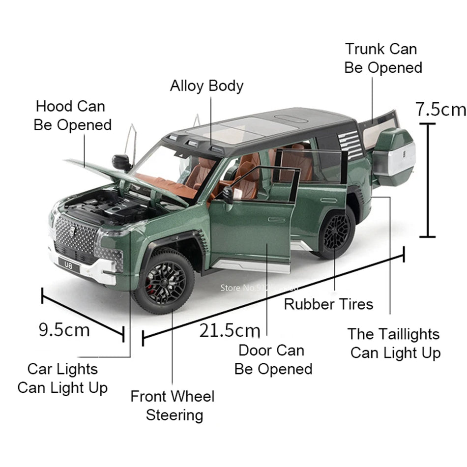 Model de mașină din metal turnat pentru camping RV BYD U8 Delica