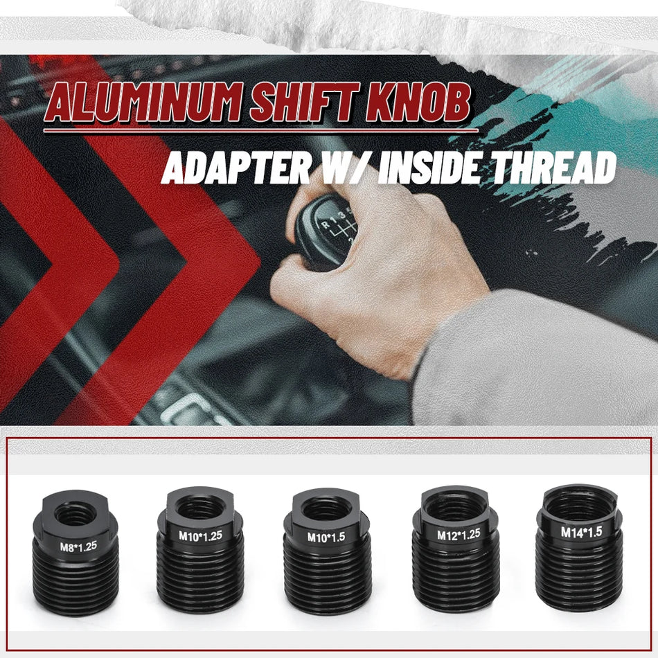 Universal Aluminum Shift Knob Adapter with Thread Sizes M8x1.25-M14x1.5