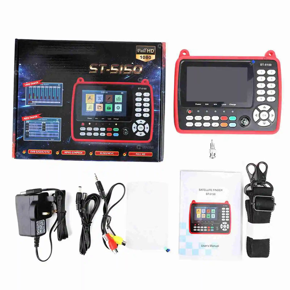 ST-5150 DVB-S2/T2/C COMBO HD Satellite TV Signal Finder Digital Handheld Signal Meter Satellite Finder H.265 HEVC MPEG-4 4.3 Inc