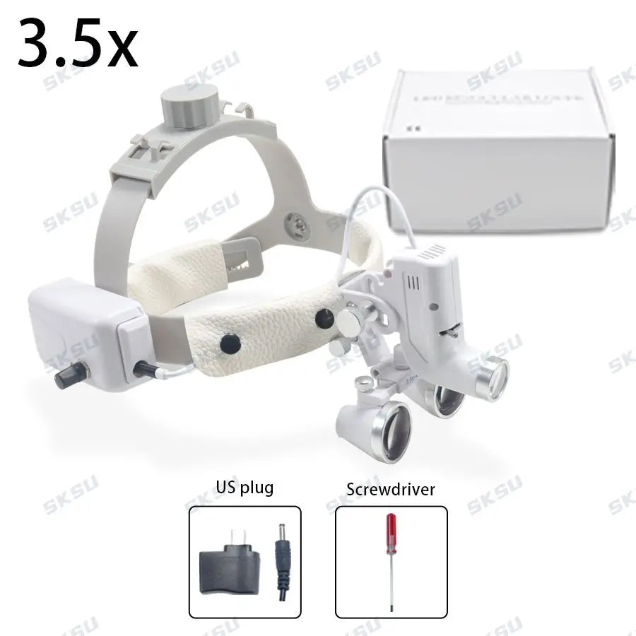 LED Dental Loupes Headlamp 5W 2.5X 3.5X &ndash; High Illumination 3.5X US plug