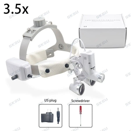 LED Dental Loupes Headlamp 5W 2.5X 3.5X &ndash; High Illumination 3.5X US plug