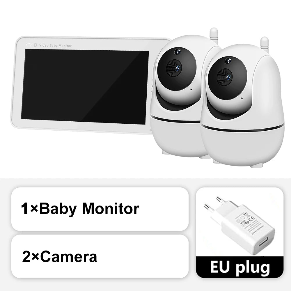 5 Inch HD Video Baby Monitor with Pan Tilt Camera and Temperature Display 2PCS Camera