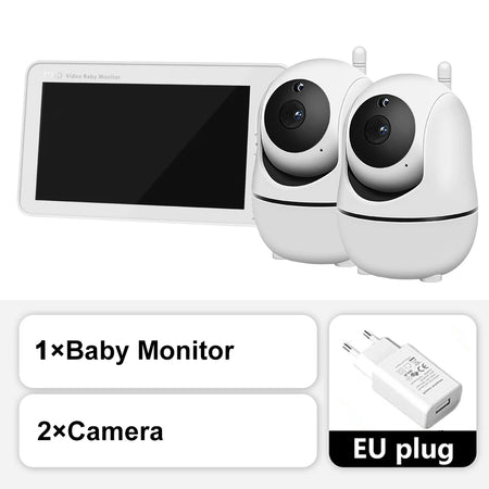 5 Inch HD Video Baby Monitor with Pan Tilt Camera and Temperature Display 2PCS Camera