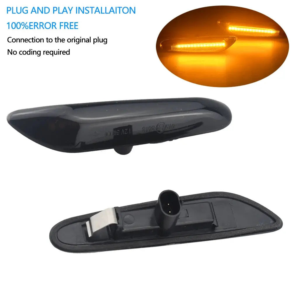 Smoke Lens Dynamic Flowing LED Turn Signal Side Marker Light Blinker Lamp For BMW E90 E91 E92 E93 E60 E87 E82 E46 Accessories by InterCyprus Trading Ltd